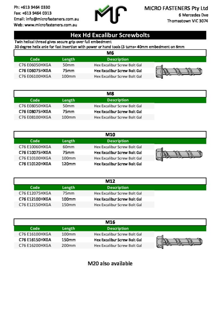 HEXExcalibur Micro Fasteners