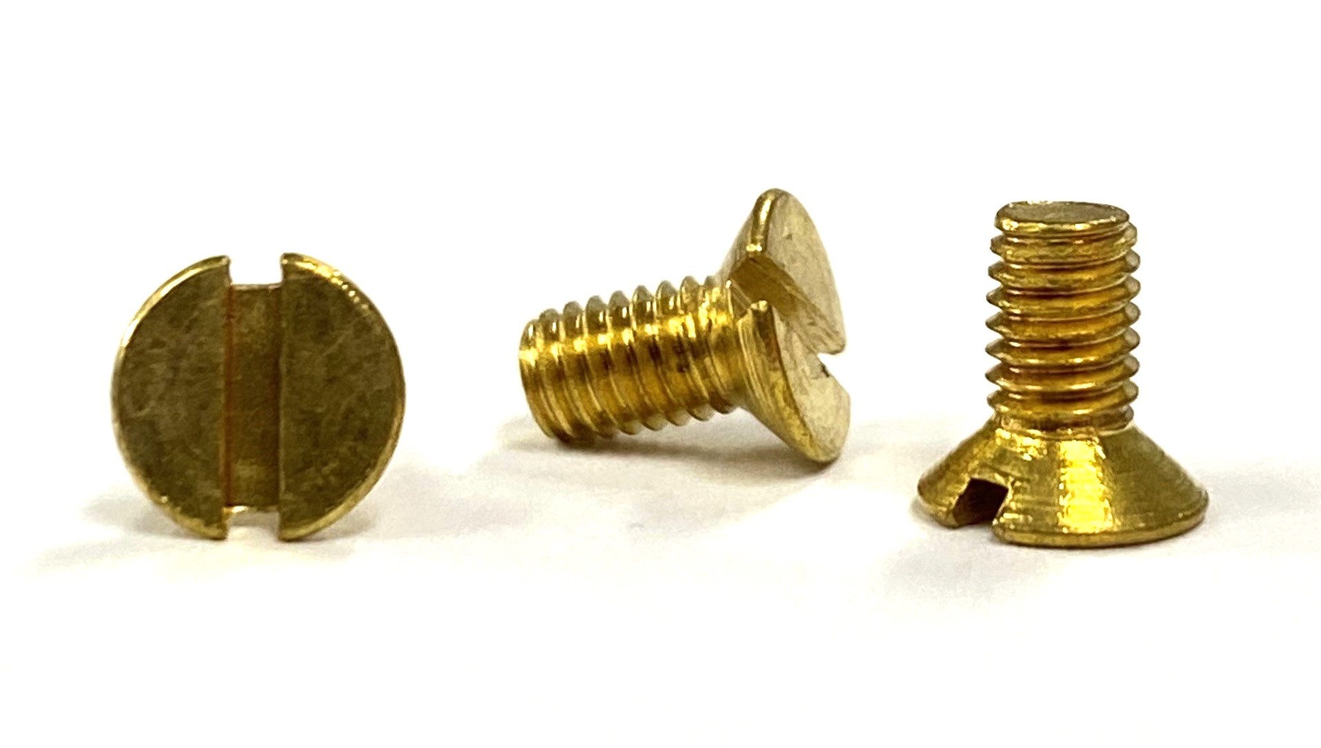 M1.6 x 6mm Countersunk Head Slot M/T Brass Plain - Micro Fasteners