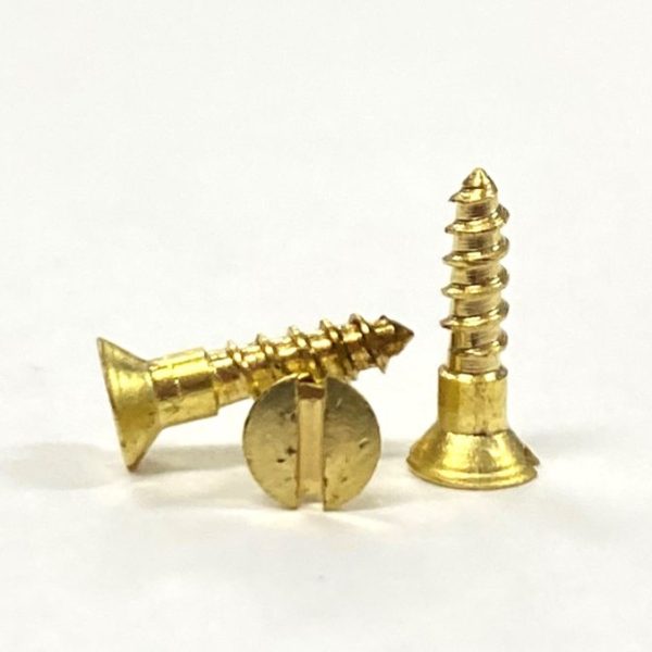 2g x 3/8 Countersunk Head Slot Wood Screw Brass