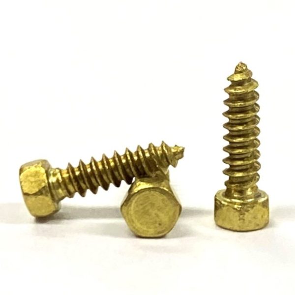 2g x 1/4 Hex Head Wood Screw Brass Plain
